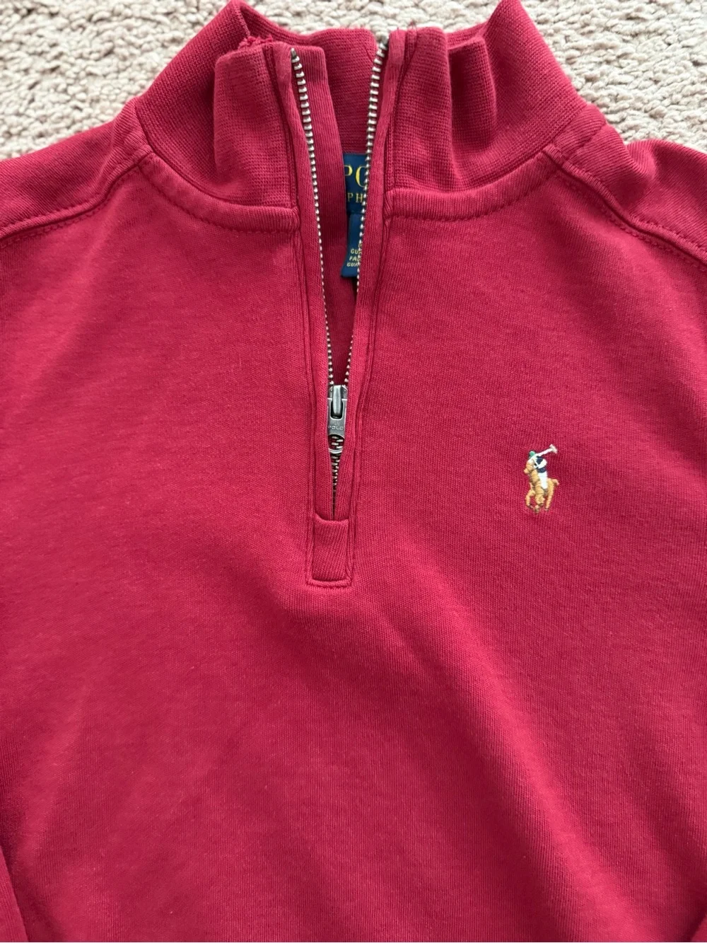 Polo Ralph Lauren Red Quarter-Zip Sweatshirt